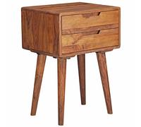 KADIMA DESIGN Consolle notturne WL5.578 Sheesham, 47 x 66 x 36 cm, comodino con 2 cassetti, stile rustico, comodino, letto in legno massiccio, comodino