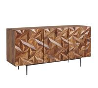 KADIMA DESIGN Credenza 144 x 72 x 47 cm Sheesham legno massello/metallo | Comò con tre ante | Armadio in legno moderno | Armadio da pavimento soggiorno