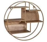 KADIMA DESIGN Mensola da parete in rattan, 62 x 62 x 17 cm, in legno massiccio/metallo, industriale, intrecciata, rotonda, da appendere, per soggiorno