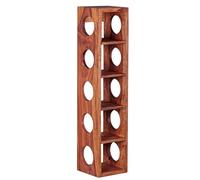 KADIMA DESIGN Mensola per vino Mumbai in legno massiccio Sheesham, montaggio a parete per 5 bottiglie, scaffale in legno moderno con ripiano, 70 cm