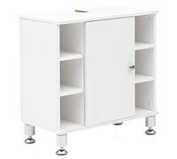 KADIMA DESIGN Mobile sottolavabo, 60 x 64 x 32 cm, colore bianco, con porta, mobiletto da bagno in legno, mobiletto da bagno con scomparti