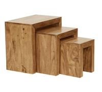 KADIMA DESIGN Mumbai - Set di 3 tavoli in legno massello di acacacia, in stile rustico, colore: marrone scuro