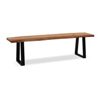 KADIMA DESIGN Panca per sala da pranzo, 120 x 40 x 45,5 cm, in legno massiccio di acacia/metallo con bordo dell'albero, panca da pranzo in legno massiccio senza schienale, moderna