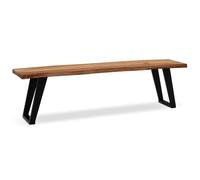 KADIMA DESIGN Panca per sala da pranzo, 140 x 40 x 45,5 cm, in legno massiccio di acacia/metallo, con bordo dell'albero, moderna, in legno massiccio, senza schienale, con gambe a U