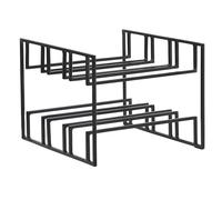 KADIMA DESIGN Portabottiglie di vino per 6 bottiglie, 29 x 21 x 25 cm, in metallo, colore nero | portabottiglie in ferro moderno | supporto per vino da tavolo e cucina