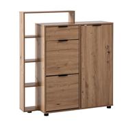 KADIMA DESIGN Scarpiera con decorazione in rovere, 98 x 110 x 30 cm, chiusa, cassettiera per scarpe con cassetto, moderna, con ripiano e ripiano, per corridoio