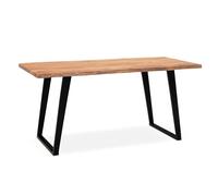 KADIMA DESIGN Scrivania 140 x 80 x 76 cm, in legno massiccio di acacia/metallo, per computer, bordo dell'albero, tavolo da ufficio in casa con gambe a U, colore nero, tavolo in legno per computer