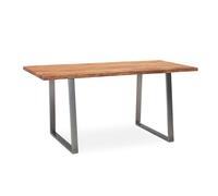 KADIMA DESIGN Scrivania in legno massello | Executive tavolo da ufficio in acacia | Industrial Premium | ufficio capo ufficio marrone oro cromato | massimo 200 x 100 cm | 4 cm legno naturale | fatto a