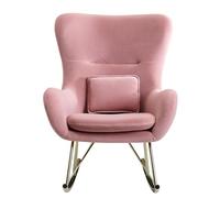 KADIMA DESIGN Sedia a dondolo in velluto/metallo, colore rosa, 74 x 101 x 89 cm, con gambe dorate, moderna e imbottita, 120 kg