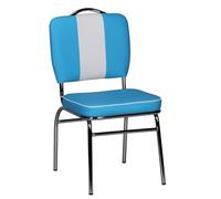 KADIMA DESIGN Sedia da pranzo American Diner anni '50 Retro | Seduta imbottita con schienale | Sedia da pranzo colore blu bianco