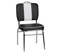 KADIMA DESIGN Sedia da pranzo American Diner anni '50, stile retrò, seduta imbottita con schienale, colore nero e bianco