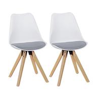 KADIMA DESIGN Set di 2 sedie da pranzo retrò Lima bianco/grigio | Sedia imbottita con schienale scandinavo, in tessuto imbottito