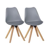 KADIMA DESIGN Set di 2 sedie da pranzo retrò Lima grigio | Sedia imbottita con schienale scandinavo | Sedia da cucina imbottita in ecopelle
