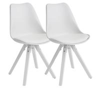 KADIMA DESIGN Set di 2 sedie da pranzo stile retrò, bianco scandinavo, con schienale imbottito, con gambe bianche, sedia imbottita in ecopelle