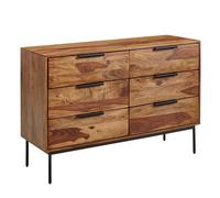 KADIMA DESIGN Sheesham - Cassettiera in legno massello/metallo, 117 x 80 x 42 cm
