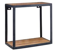 KADIMA DESIGN Sheesham - Mensola da parete Puri, 35 x 18 x 35 cm, in legno massello, da appendere, scaffalatura in metallo con ripiano in vero legno, piccola scaffalatura quadrata