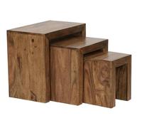 KADIMA DESIGN Sheesham - Set di 3 tavolini in legno massiccio, stile rustico, colore: marrone scuro