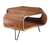 KADIMA DESIGN Sheesham WL5.603 - Tavolino da salotto in legno massiccio, 55 x 55 x 38 cm, ripiano e struttura in metallo, stile retrò, in legno massello marrone, stile moderno, tavolo con scomparto