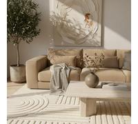 KADIMA DESIGN Tappeto 3D Rilievo Scandinavo Boho Accogliente Morbido Lavabile Resistente Durevole 8mm Pelo alto Crema 200x290 cm Soggiorno Sala da pranzo Riscaldamento a pavimento adatto | RIGI