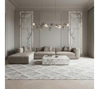 KADIMA DESIGN Tappeto 3D Scultura Look Boho Moderno Morbido come Velluto Lavabile Resistente Robusto 20mm Pelo Grigio 280x370 cm Sala da Pranzo Soggiorno Idoneo Riscaldamento a Pavimento OEKO-TEX