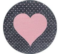 KADIMA DESIGN Tappeto a Pelo Corto Motivo a Strisce Denso Resistente Lavabile Rosa 120x120 cm Sala da Pranzo Soggiorno Adatto Riscaldamento a Pavimento | NOLA