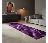 KADIMA DESIGN Tappeto a Pelo Corto Onde Astratte Moderno Facile da Pulire Lavabile Resistente Durevole Passatoia Viola 80x300 cm Soggiorno Sala da Pranzo Idoneo per Riscaldamento Pavimento | INN