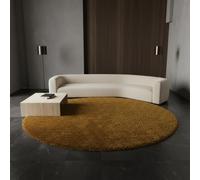 KADIMA DESIGN Tappeto Accogliente Pelo Alto Tinta Unita Morbido Soffice Lavabile Resistente Rotondo Oro 80x80 cm Soggiorno Adatto per Riscaldamento a Pavimento Testato per Sostanze Nocive | SPREE