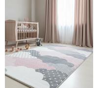 KADIMA DESIGN Tappeto Cameretta Dolci Nuvole Morbido Facile da pulire Lavabile Durevole Resistente Rosa 80x150 cm Sala giochi OEKO-TEX Adatto riscaldamento radiante | NOLA