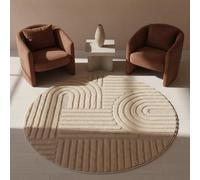 KADIMA DESIGN Tappeto Design Effetto 3D Scandinavo Boho Soffice Confortevole Lavabile Durevole Resistente Rotondo Rosa 80x80 cm Camera da letto Soggiorno OEKO-TEX Riscaldamento a pavimento | RIGI