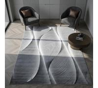 KADIMA DESIGN Tappeto design effetto ombre facile da pulire pratico lavabile resistente alla trazione resistente nero 160x230 cm soggiorno corridoio OEKO-TEX certificato | DRAU
