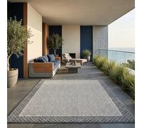 KADIMA DESIGN Tappeto Esterno Design bordure Resistente alle intemperie Resistente ai raggi UV Lavabile Resistente Durevole Crema 80x150 cm Terrazza Balcone Riscaldamento a pavimento idoneo | ORLA