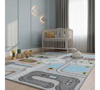 KADIMA DESIGN Tappeto Giocattoli Strada Grigio 80x120 cm Testato per Sostanze Nocive Facile da Pulire Lavabile Resistente Durevole Camera dei Bambini Sala Giochi Idoneo Riscaldamento a Pavimento