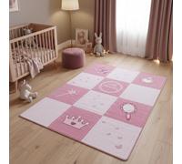 KADIMA DESIGN Tappeto gioco Principessa Favola Rosa 100x150 cm Certificato non tossico Facile da pulire Lavabile Resistente Durevole Camera bambini Sala giochi Adatto per riscaldamento a pavimento