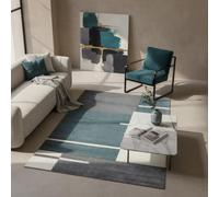 KADIMA DESIGN Tappeto Moderno Design Quadrati Facile da Pulire Senza Tempo Lavabile Resistente Robusto Blu 140x200 cm Sala da Pranzo Soggiorno Adatto al Riscaldamento a Pavimento OEKO-TEX | MONZA