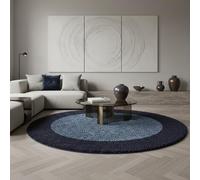 KADIMA DESIGN Tappeto pelo alto shaggy bordo elegante morbido accogliente piacevole lavabile resistente di qualità 30mm pelo rotondo blu marino 120x120 cm camera da letto sala da pranzo | RHEIN