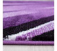 KADIMA DESIGN Tappeto Pelo corto Onde astratte Moderno Facile da pulire Lavabile Resistente Durevole Passatoia Viola 80x300 cm Soggiorno Sala da pranzo Adatto al riscaldamento a pavimento | DRAU