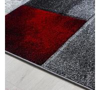 KADIMA DESIGN Tappeto Pelo Corto Quadrettato Moderno Facile da Pulire Lavabile Resistente Durevole Passatoia Rosso 80x300 cm Soggiorno Sala da Pranzo Adatto al Riscaldamento a Pavimento | MONZA