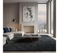 KADIMA DESIGN Tappeto Shaggy monocromatico elegante accogliente morbido lavabile resistente durevole pelo 50mm antracite 80x150 cm soggiorno sala da pranzo riscaldamento a pavimento | SALZACH
