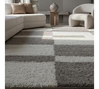 KADIMA DESIGN Tappeto Shaggy Quadrettato Moderno Confortevole Morbido Lavabile Resistente Durevole 30mm Pelo Beige 80x150 cm Soggiorno Sala da pranzo Adatto per Riscaldamento a Pavimento | WATZMANN