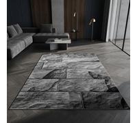 KADIMA DESIGN Tappeto soggiorno Pietre Facile da pulire Elegante Lavabile Durevole Resistente Nero 200x290 cm Camera da letto Soggiorno OEKO-TEX Adatto al riscaldamento a pavimento | DRAU