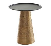 KADIMA DESIGN Tavolino da lavoro dorato, nero, 40 x 40 x 45 cm, in alluminio, piccolo divano in metallo, rotondo, moderno, tavolino alto