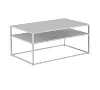 KADIMA DESIGN Tavolino da salotto, 100 x 60 x 45 cm, in metallo, bianco industriale, in acciaio, con vano portaoggetti, tavolino da caffè rettangolare