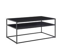KADIMA DESIGN Tavolino da salotto, 100 x 60 x 45 cm, in metallo, colore nero, stile industriale, in acciaio, con vano portaoggetti, tavolino da caffè rettangolare
