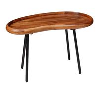 KADIMA DESIGN Tavolino Sheesham WL5.670 71 x 42 x 40 cm, massiccio, a forma di rene, con gambe in metallo, tavolo da soggiorno in legno massello, piccolo tavolo a rene in vero legno