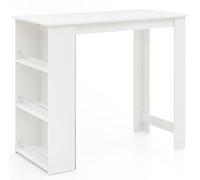 KADIMA DESIGN Tavolo da bar WL5.732 bianco, 120 x 107,5 x 60 cm, tavolo da cucina in legno, bancone da bar con ripiano integrato, tavolo da bar da cucina rettangolare | tavolo da bar in legno