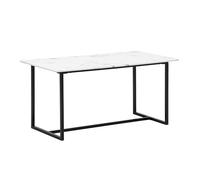 KADIMA DESIGN Tavolo da pranzo 120 x 60 x 76 cm, bianco in effetto marmo, moderno, tavolo da pranzo piccolo, rettangolare, tavolo da pranzo con gambe in metallo