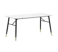 KADIMA DESIGN Tavolo da pranzo 140 x 80 x 76 cm, bianco in effetto marmo, moderno, tavolo da cucina piccolo, rettangolare, tavolo da pranzo con gambe in metallo