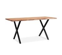 KADIMA DESIGN Tavolo da pranzo, 160 x 80 x 76 cm, in legno di acacia, massiccio, con gambe a X, colore nero, tavolo da pranzo, rettangolare