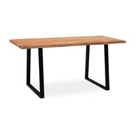 KADIMA DESIGN Tavolo per sala da pranzo, 200 x 100 x 76 cm, in legno di acacia, massiccio, con gambe trapezoidali, colore nero, tavolo da pranzo, rettangolare
