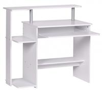 KADIMA DESIGN WL1.153 - Tavolo per computer portatile, 94 x 90,5 x 48,5 cm, con estrattore per tastiera, tavolo per PC con ripiano per stampante, salvaspazio, scrivania per piccoli spazi con ripiano,